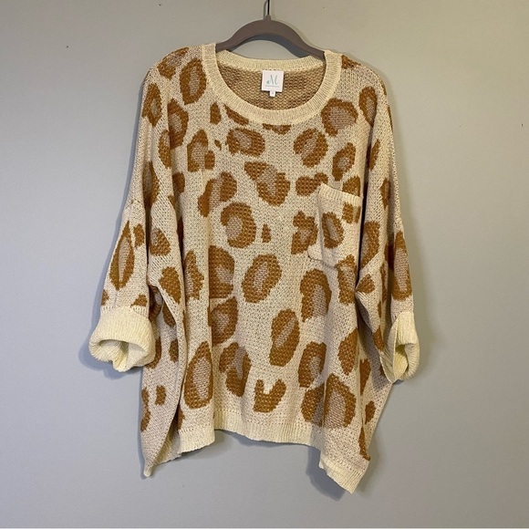 Shop The Mint Meet You There Mocha Brown Leopard Sweater, Size Medium - Picture 2 of 12